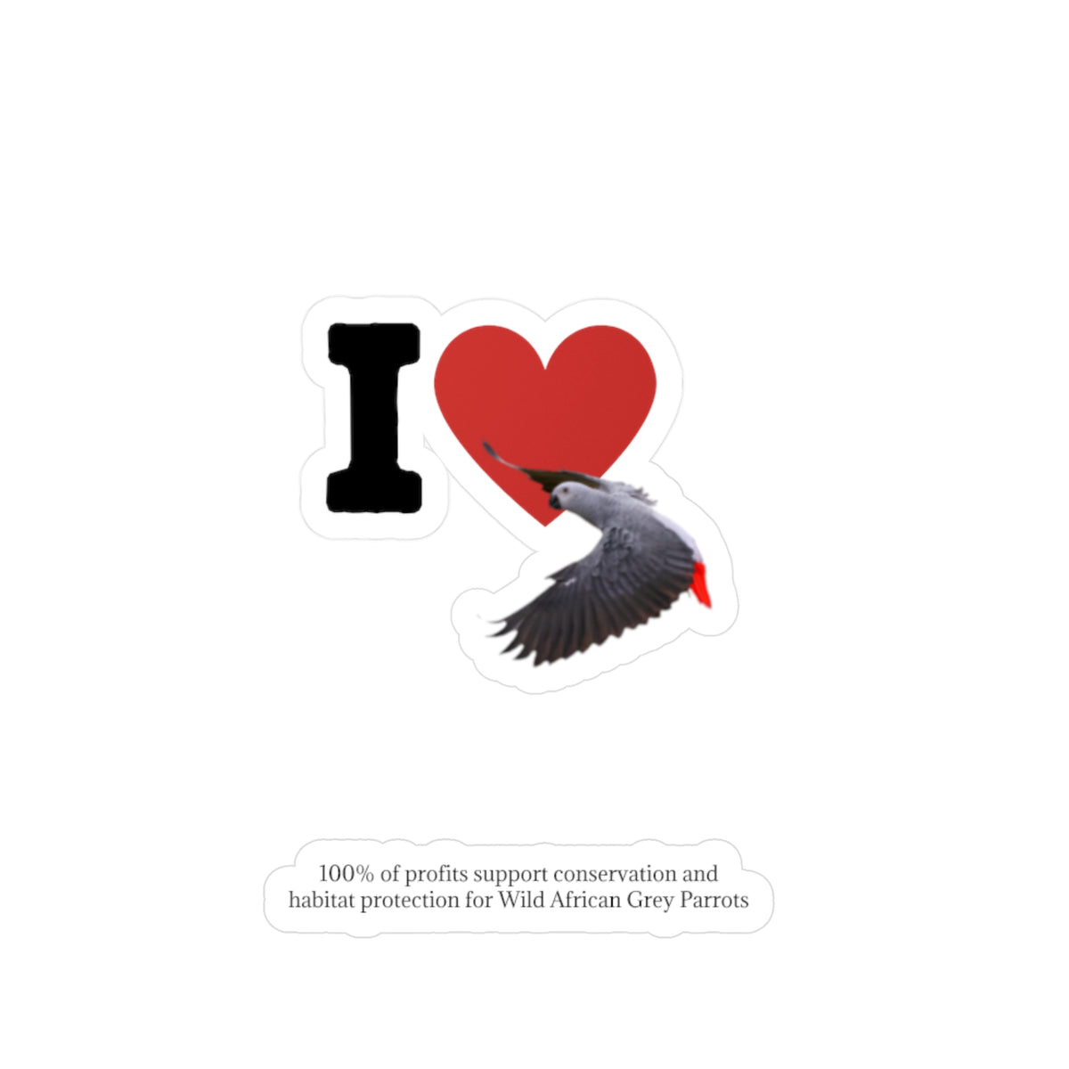 I Heart African Grey Sticker