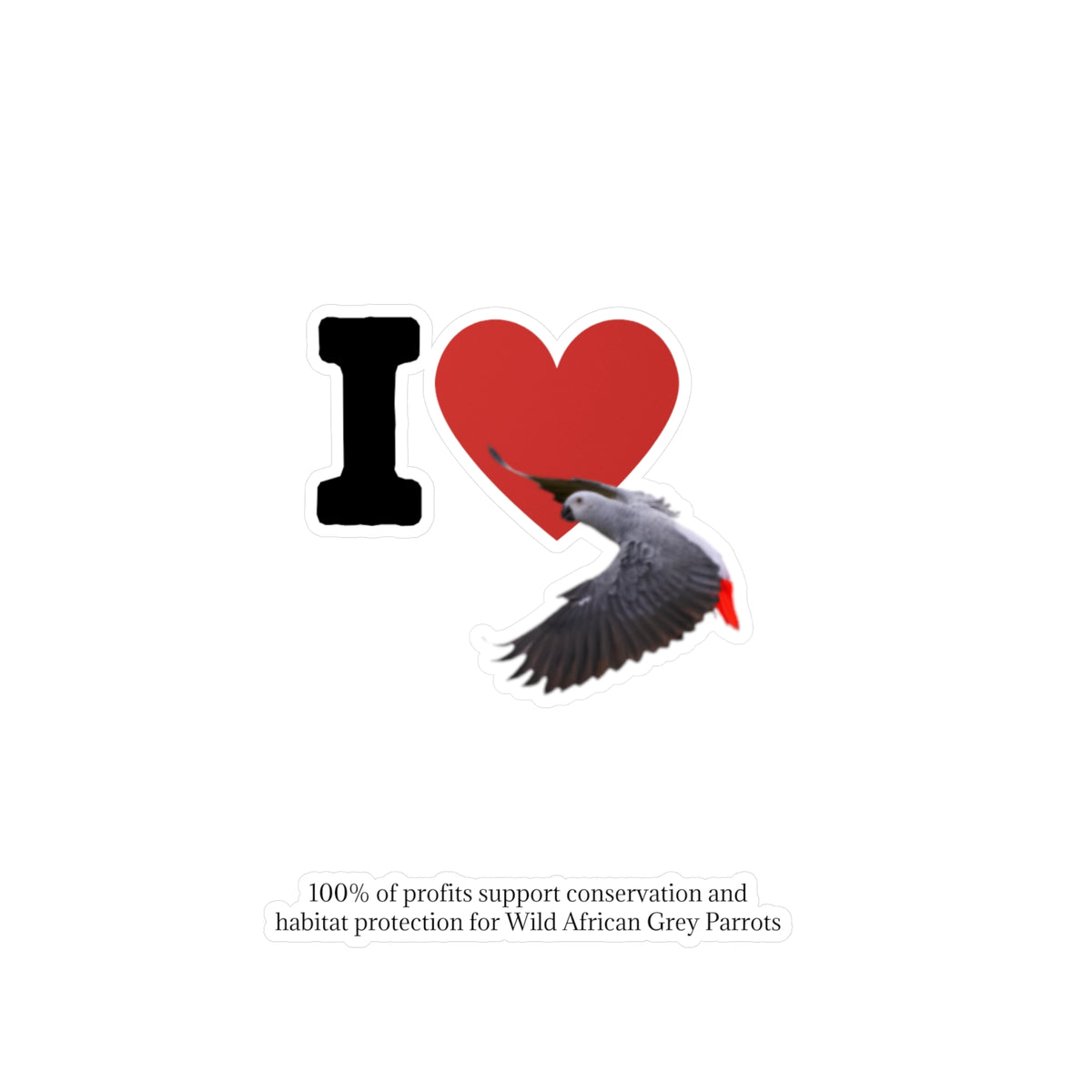 I Heart African Grey Sticker