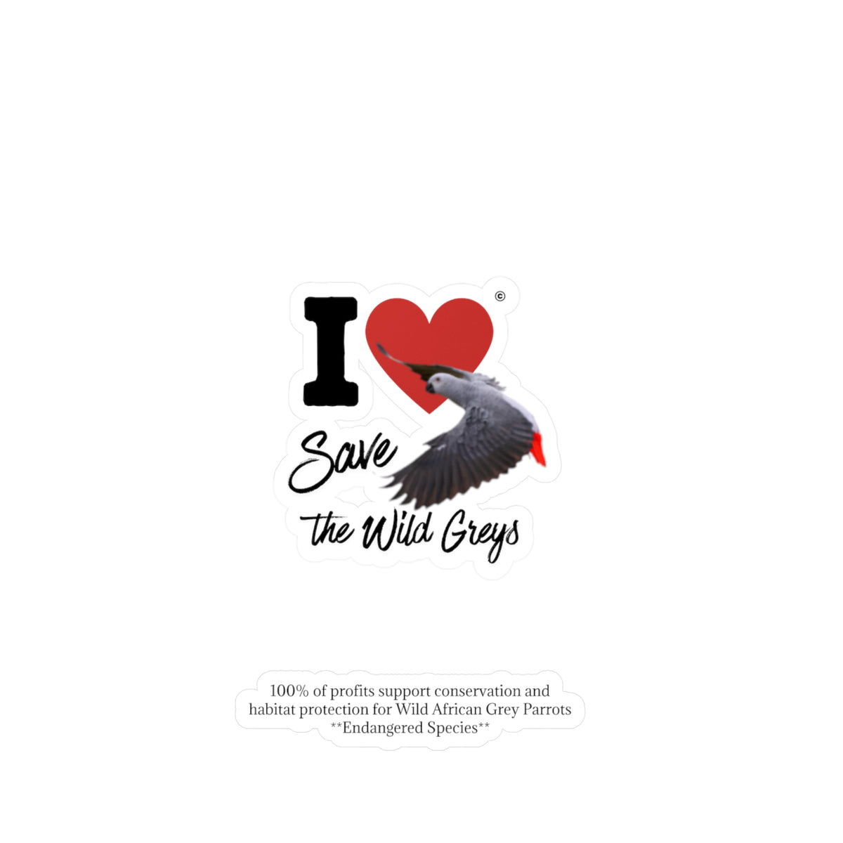 I Heart Save The Wild Greys Sticker