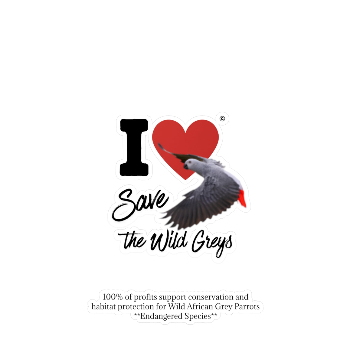 I Heart Save The Wild Greys Sticker