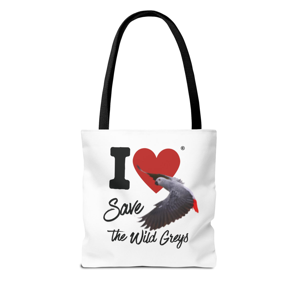 I  Heart Save the Wild Greys Tote Bag — Eco-Friendly Parrot Rescue Canvas Tote