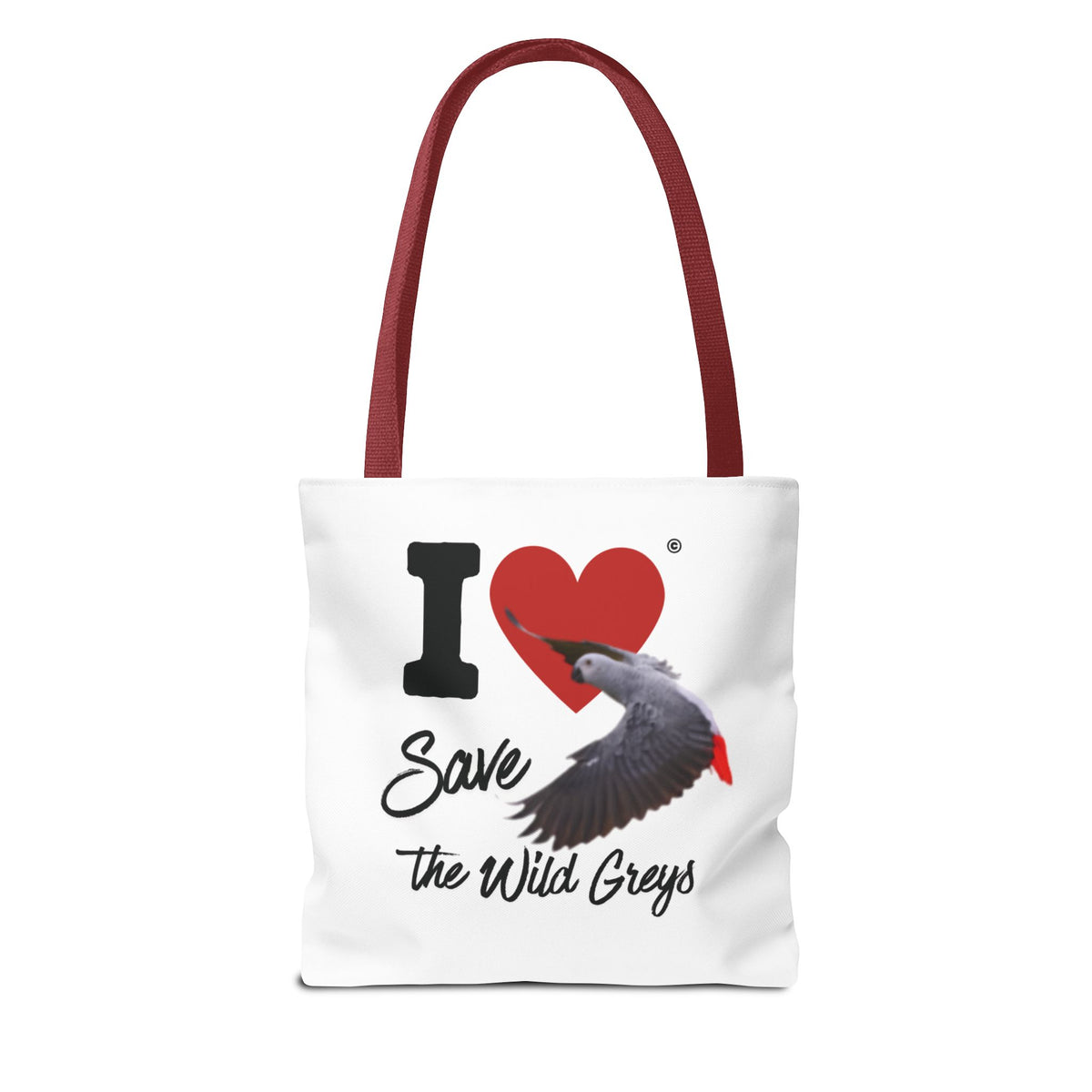 I  Heart Save the Wild Greys Tote Bag — Eco-Friendly Parrot Rescue Canvas Tote