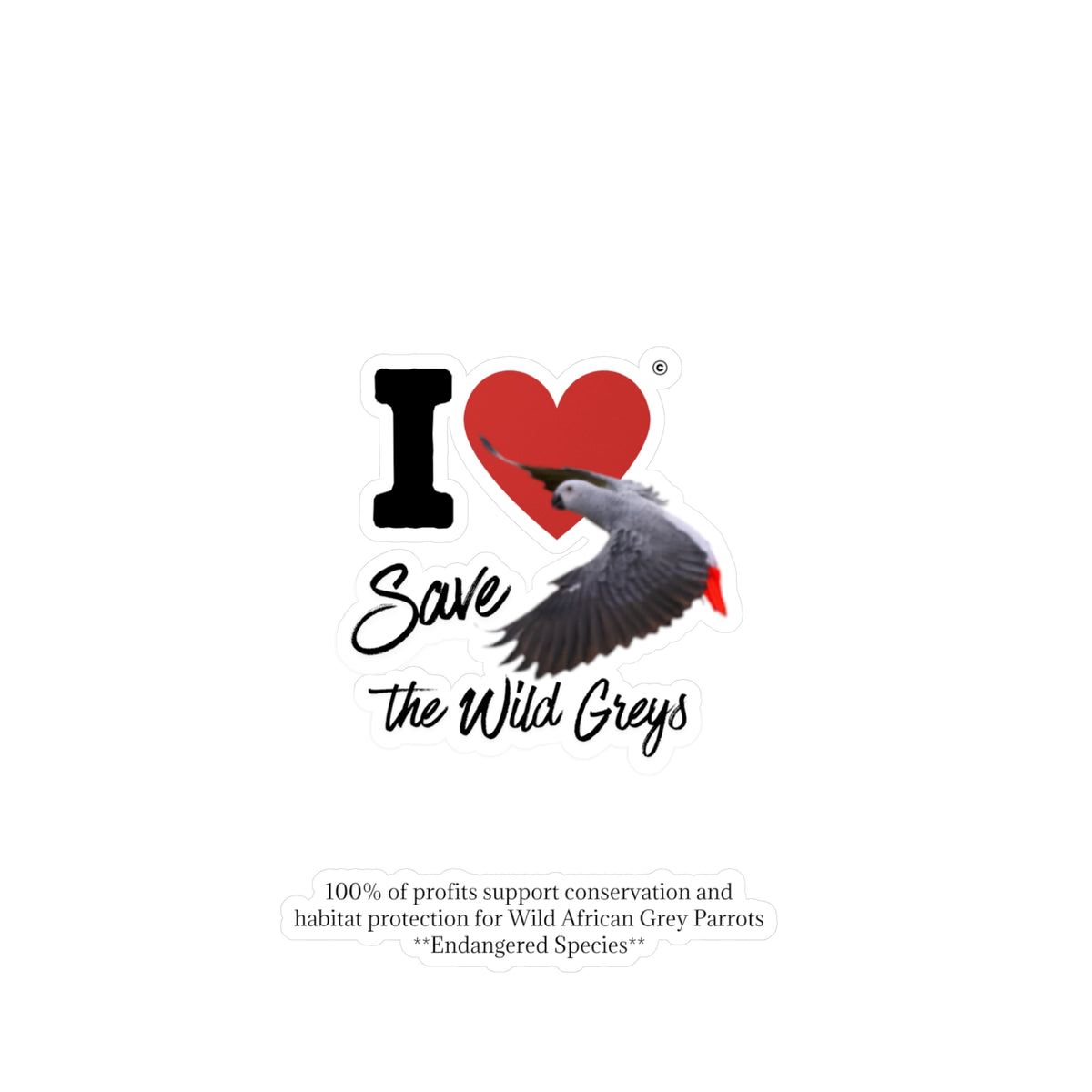 I Heart Save The Wild Greys Sticker