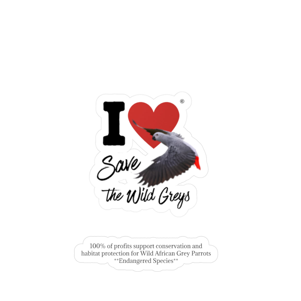I Heart Save The Wild Greys Sticker