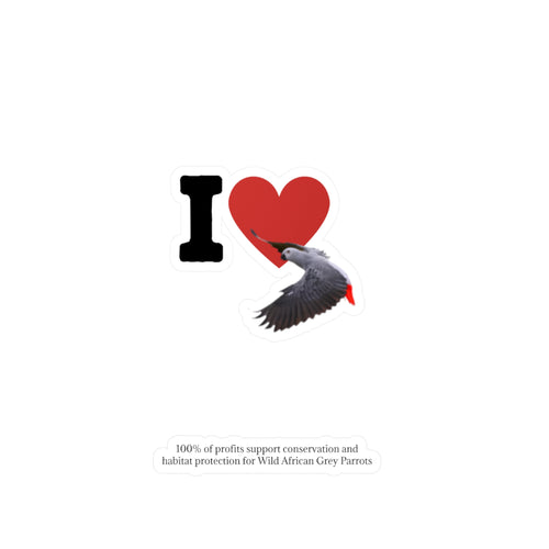 I Heart African Grey Sticker