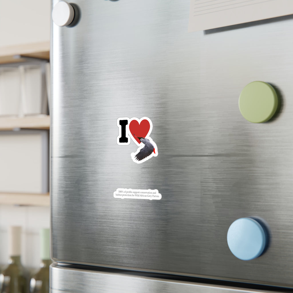 I Heart African Grey Sticker
