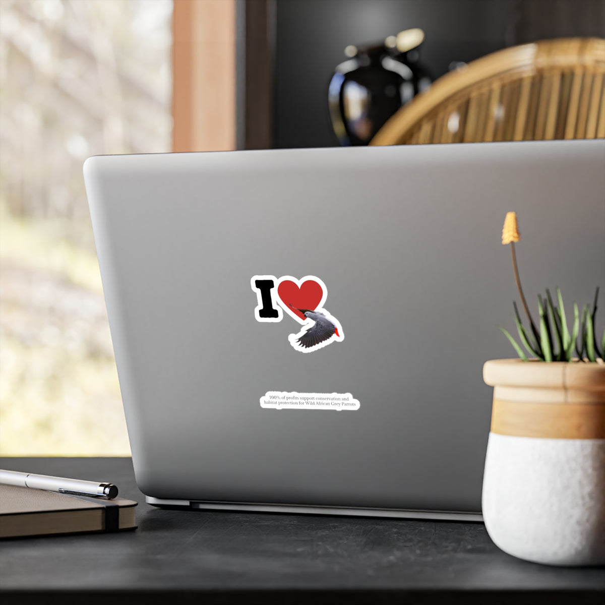I Heart African Grey Sticker