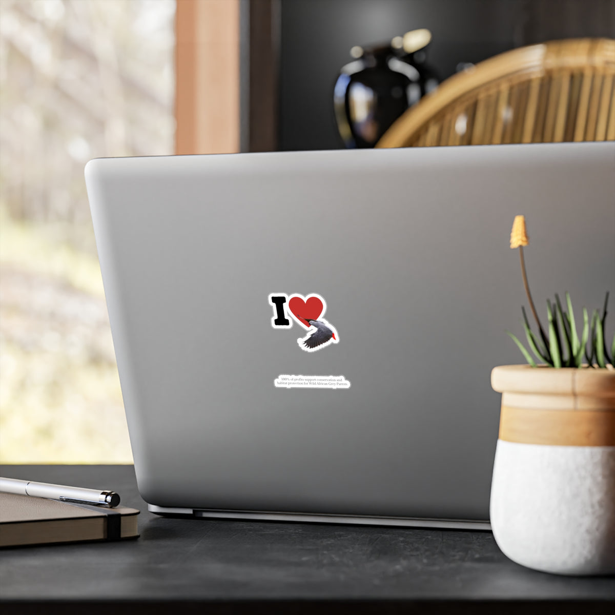 I Heart African Grey Sticker