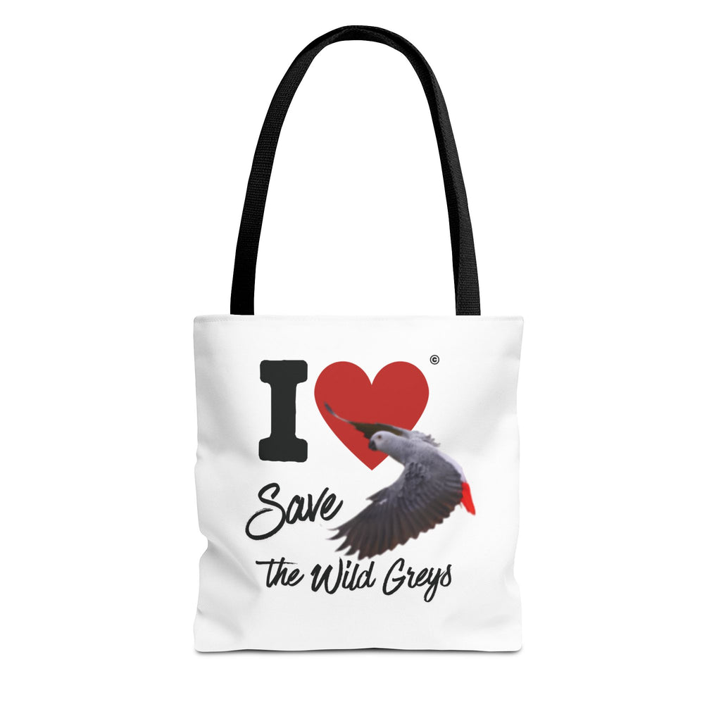 I  Heart Save the Wild Greys Tote Bag — Eco-Friendly Parrot Rescue Canvas Tote